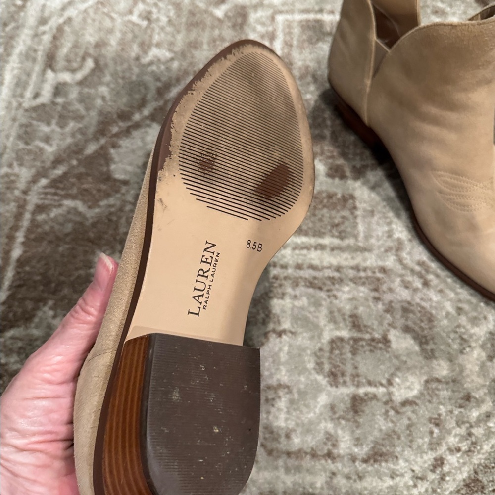 Ralph Lauren Leather Tan Suede Ankle Boots - Picture 6 of 11